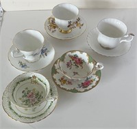 Decorative china cups and saucers