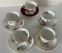 Decorative china cups and saucers