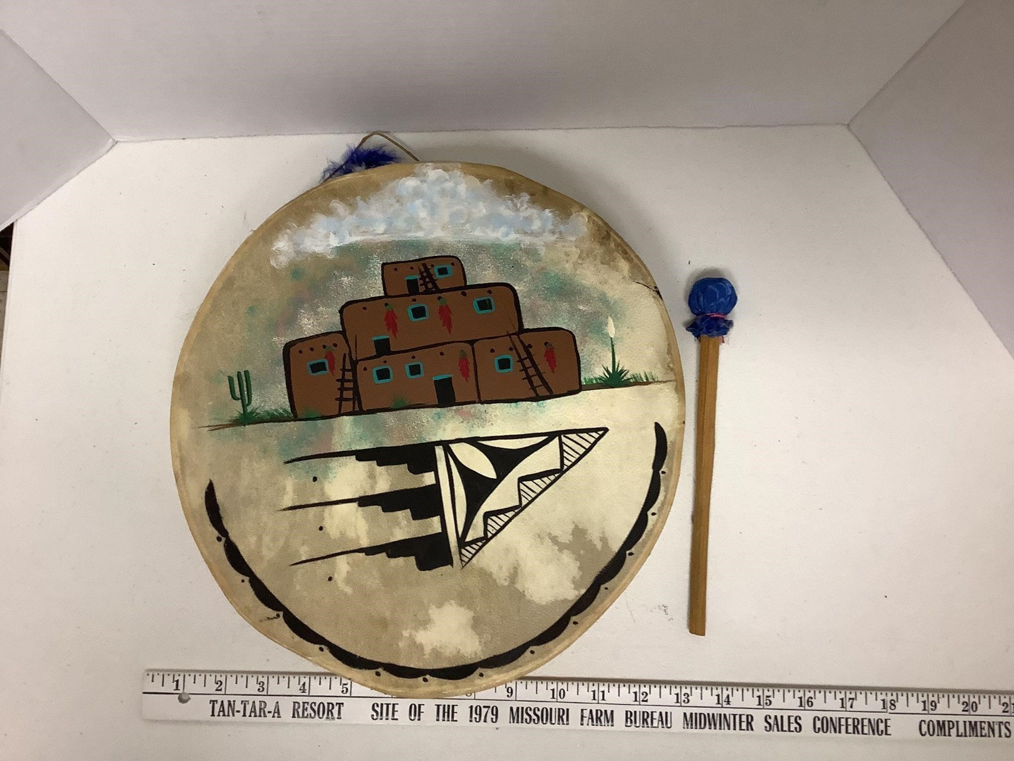 Rawhide hand paint decorated drum