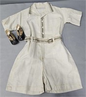 Vintage Boys Linen Suit &1910 Button Shoes