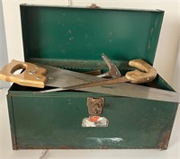 Tool box with saws and hammers