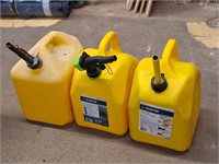Three 5 Gallon Poly Gas Cans
