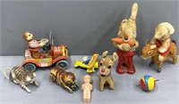Tin Litho & Plush Toys Lot Collection as is