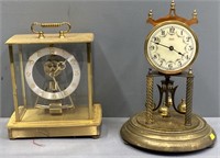 2 Brass Mantle Clocks; Kinder & Howard