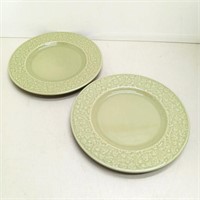 2 green stoneware plates Lierre World Market