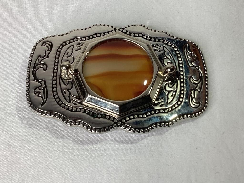 Belt Buckle with Polished Stone