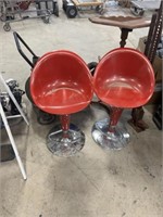 PAIR OF BAR STOOLS, ONE HAS DAMAGE