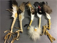 HANDMADE NATIVE AMERICAN HANDHELD FEATHER FANS