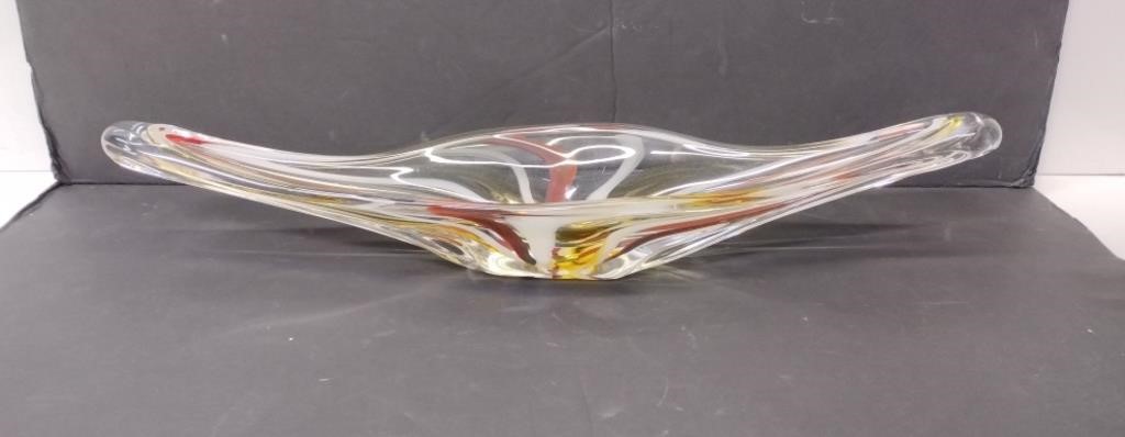 Murano Style Hand Blown Art Glass Dish