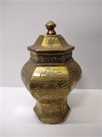 Etched Brass Lidded Urn