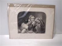 Antique "Cup Tossing" Etching