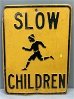 Slow Children Playing Embossed Street Sign
