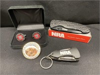 NRA Pocket Knife, Cuff Links, Multi-Tool