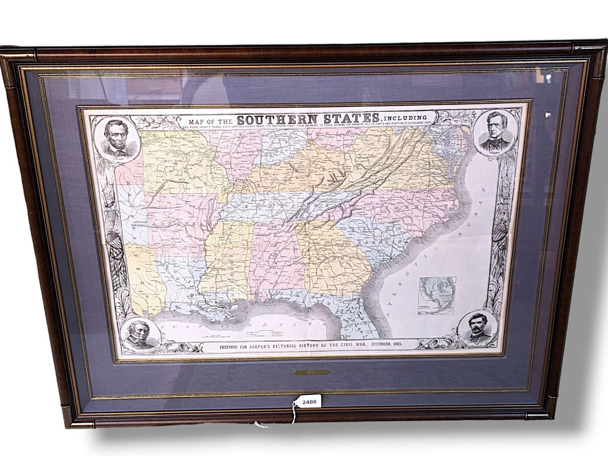1863 Harpers Map of the Southern States Civil war