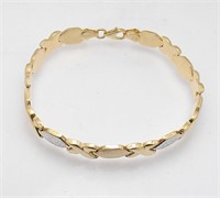 14K Two-Tone Gold Plated XOXO Sterling Bracelet