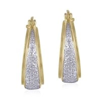 18K Gold Pl Sterling Genuine Diamond Earrings