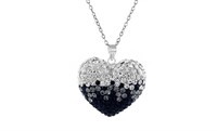 Black and White Swarovski Sterling Heart Necklace