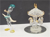 Hand Blown Glass Art Duck & Carousel