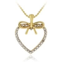 Genuine Diamond 14K Gold Pl Steling Heart Necklace