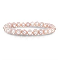 Pink Genuine Fresh Water Pearl Stretch Bracelet
