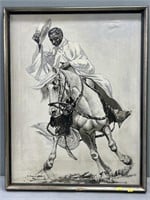 Man on Horse Oil on Canvas Painting