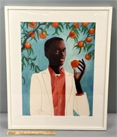 Gentleman Eating Peaches Watercolor Painting