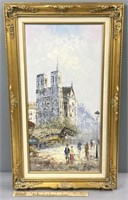Notre Dame Oil Painting on Canvas by C. Bouchard