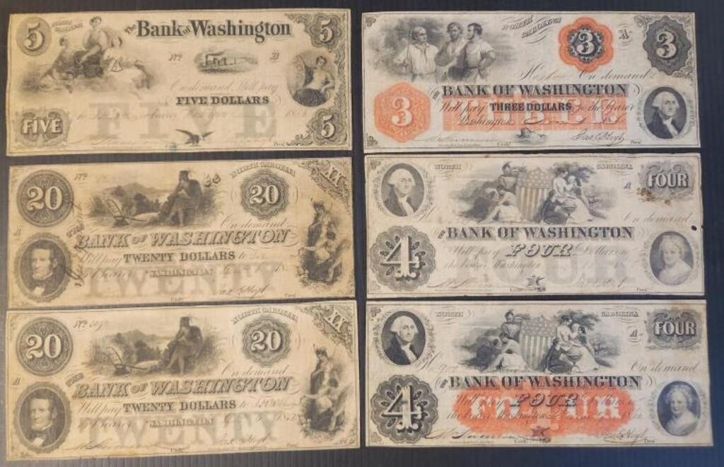 Bank of Washington NC 1800s US Currency