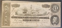 Confederate $20 US Currency Money 1864