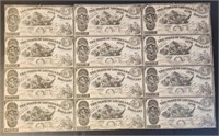 1862 Louisiana $5 Uncut Sheet US Currency