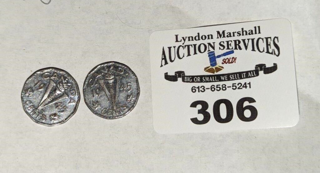 1945 Five Cent nickels