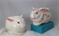 Vintage  Pair of Hand Painted Ceramic AVON Bunny