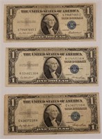 Set Of Three 1935 Series US $1.00 Bills