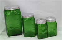 Vintage Owens-Illinois Green Swirl Hoosier Glass