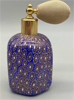 Cobalt Blue, Multicolored Art Glass Perfume Bottle