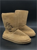 TAN SUEDE LIKE PULL ON STYLE BOOTS AVON Shoes US