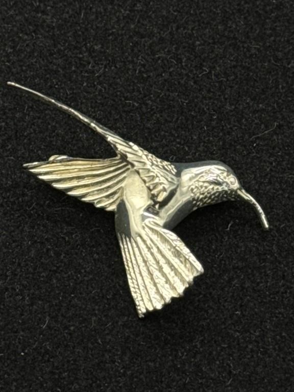 Beautiful Silver 925 Hummingbird Pin