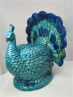1970's Enesco Ceramic Blue & Greens Peacock