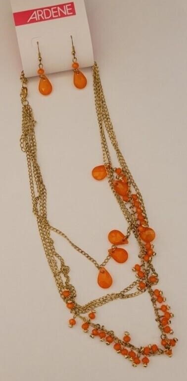 Orange Necklace & Earrings By: Ardene NEW