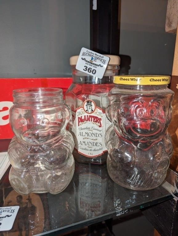 collectible trio of glass jars