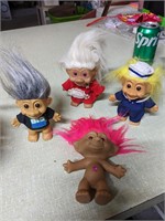 4 VTG Troll Dolls