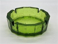 Mid Century Green Glass Pebbled Ashtray