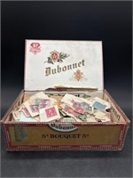 Antique Cigar Box Full of Stamps