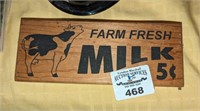 Wooden Farm Fresh Milk Sign