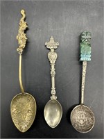 Lot of 3 Vintage Ornate Decorative Small Spoons