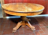 antique oak pedestal table- claw foot - 47"