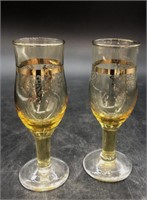 Vintage Euro Cristal Cordial Glasses Set of 2 4.5"