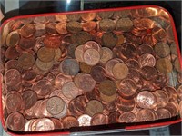 Tin of assorted Pennies