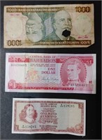 Bank Notes, Brazil, Barbados & South Africa