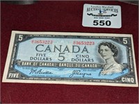 1954 CDN $5 Bank note